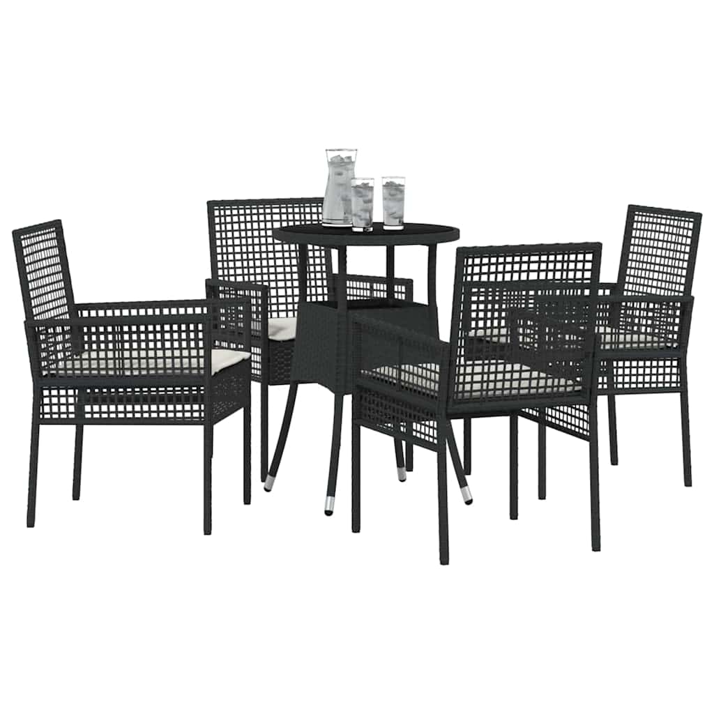 Garten Essgruppe 5 pcs Schwarz Poly-Rattan