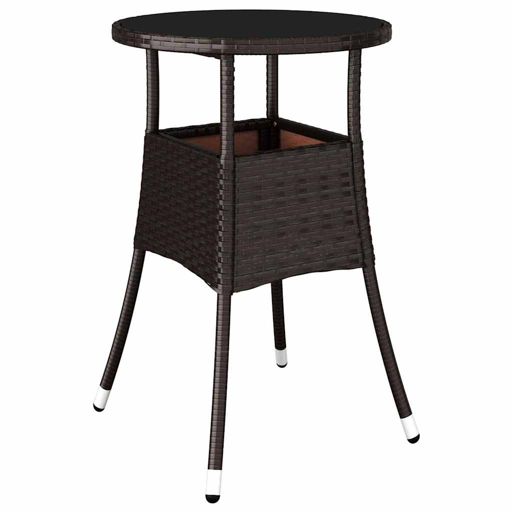 Garten Essgruppe 3 pcs Braun Poly-Rattan