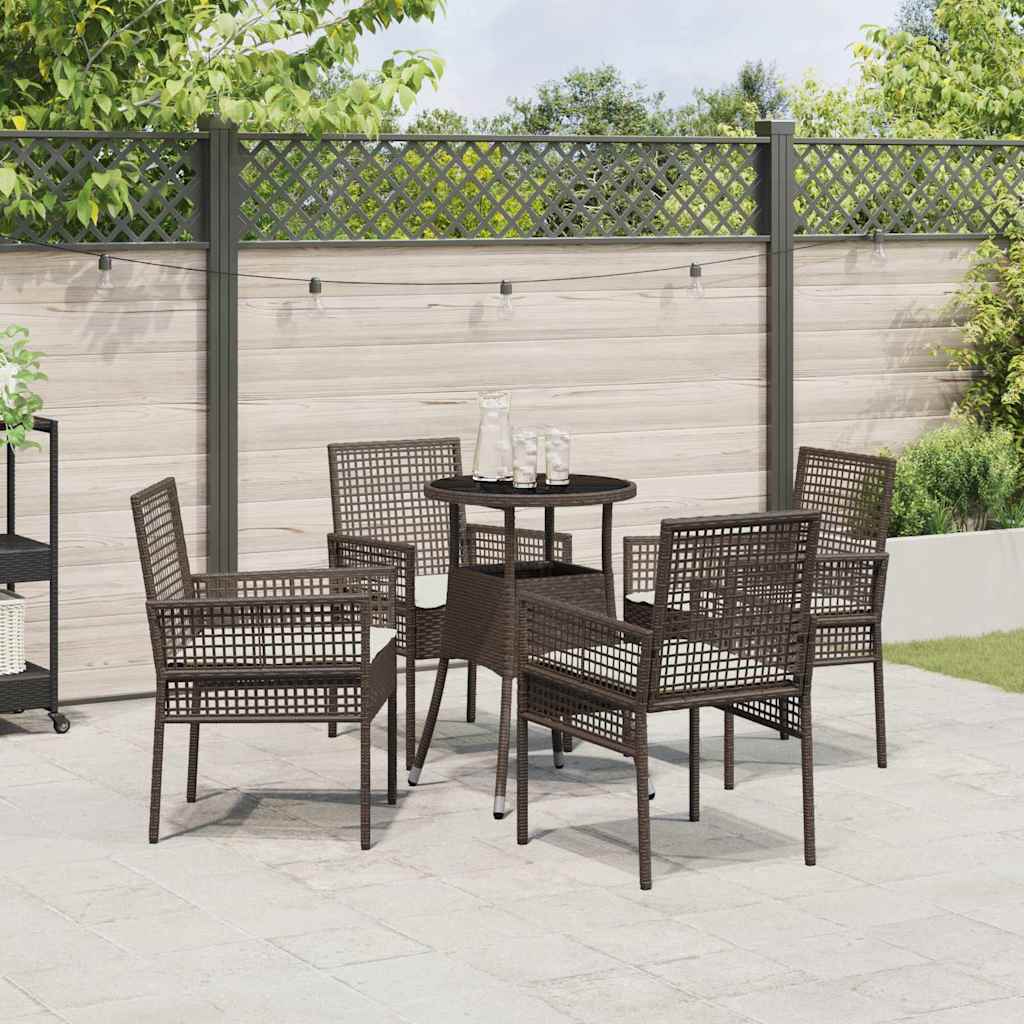 Garten Essgruppe 5 pcs Braun Poly-Rattan