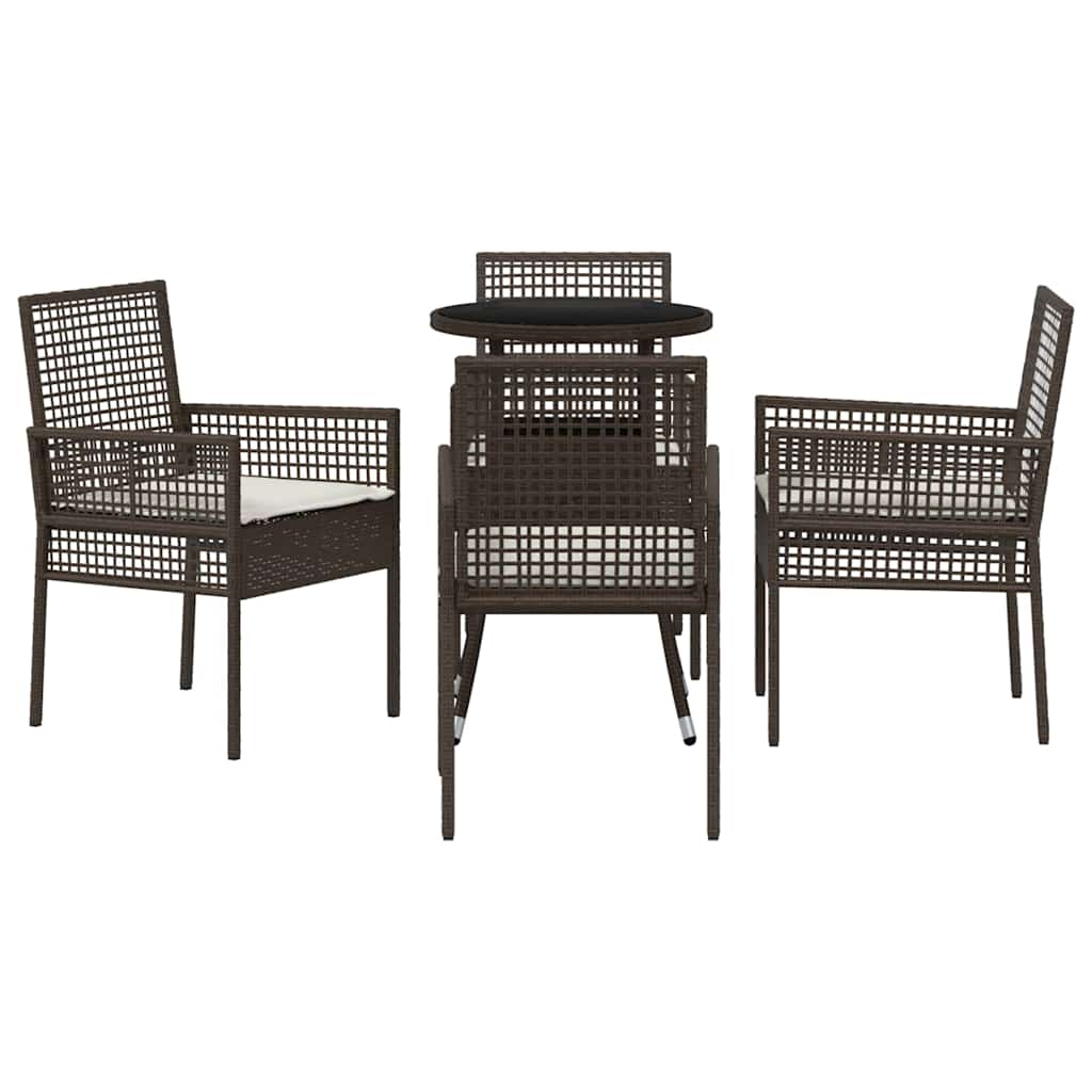 Garten Essgruppe 5 pcs Braun Poly-Rattan