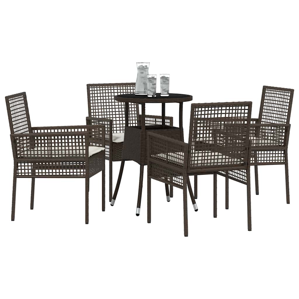 Garten Essgruppe 5 pcs Braun Poly-Rattan