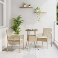 Garten Essgruppe 3 pcs Beige Poly-Rattan