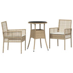 Garten Essgruppe 3 pcs Beige Poly-Rattan