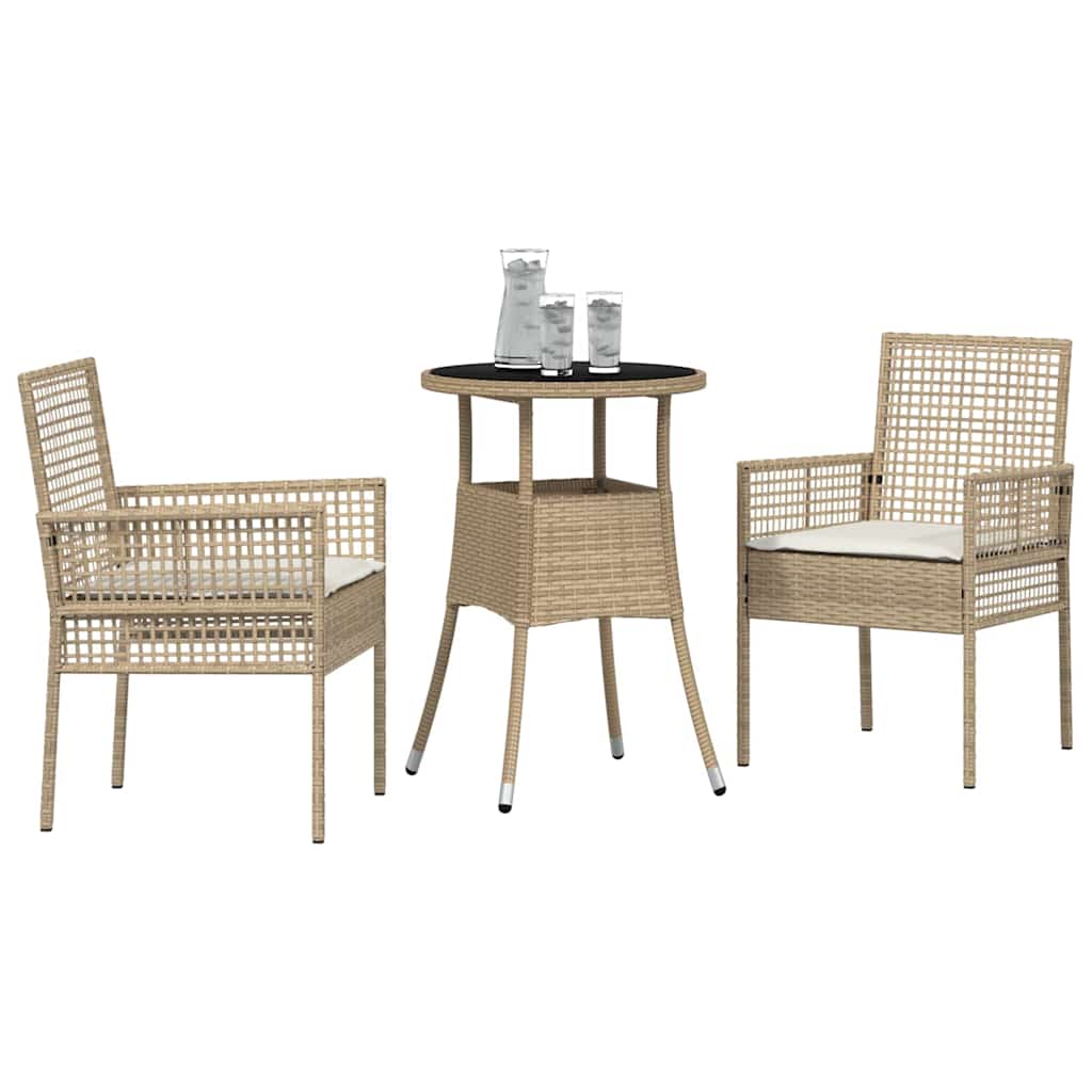 Garten Essgruppe 3 pcs Beige Poly-Rattan
