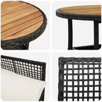 Garten Essgruppe 3 pcs Schwarz Poly-Rattan