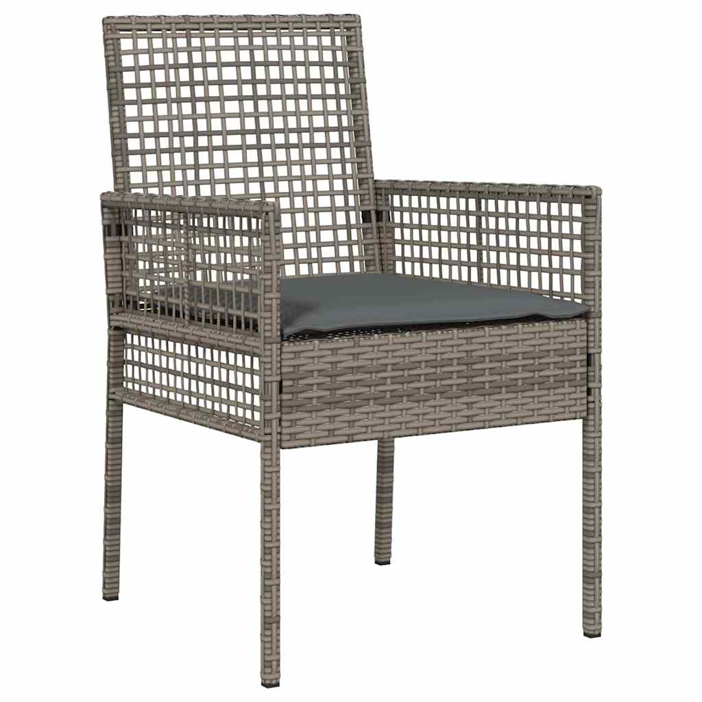Garten Essgruppe 3 pcs Grau Poly-Rattan