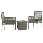 Garten Bistro Set 3 pcs Grau Poly-Rattan