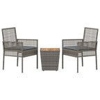 Garten Bistro Set 3 pcs Grau Poly-Rattan