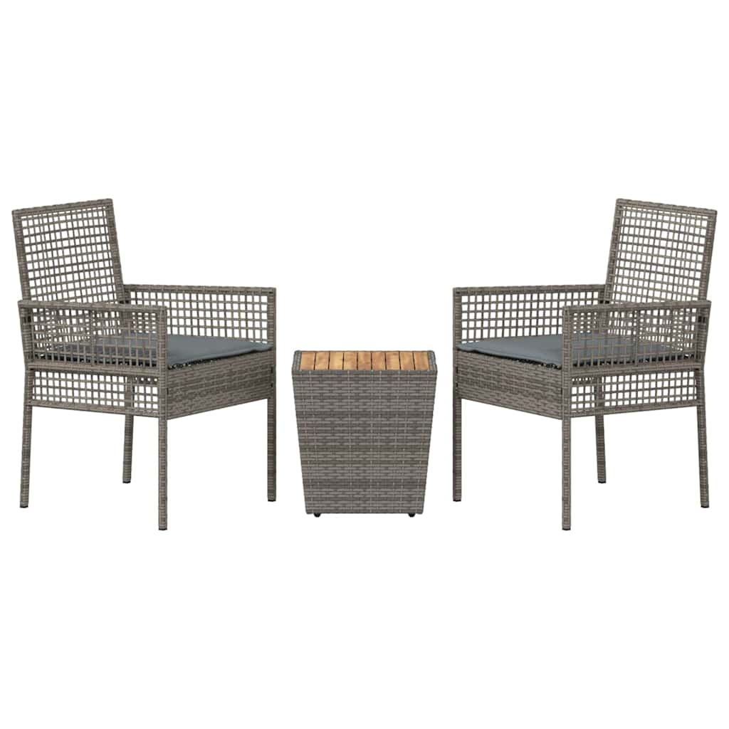 Garten Bistro Set 3 pcs Grau Poly-Rattan