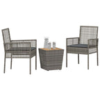 Garten Bistro Set 3 pcs Grau Poly-Rattan