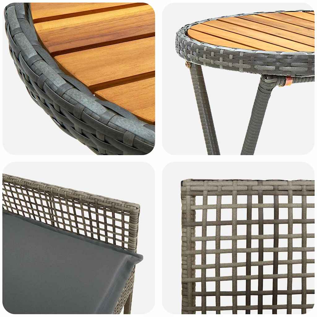 Garten Bistro Set 3 pcs Grau Poly-Rattan