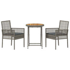 Garten Bistro Set 3 pcs Grau Poly-Rattan