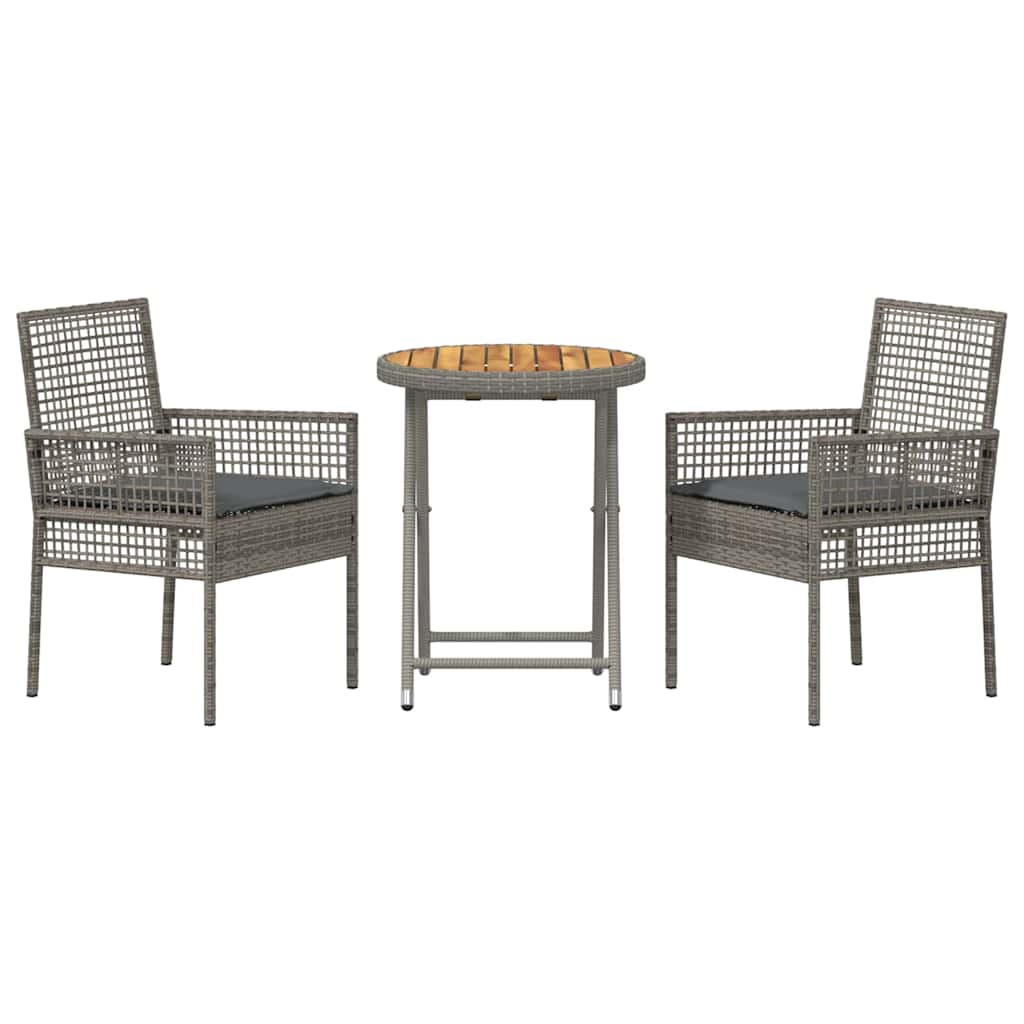 Garten Bistro Set 3 pcs Grau Poly-Rattan