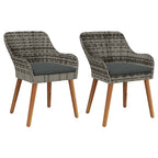 Gartenstuhl mit Kissen 2 pcs Grau 62,5 x 55 x 82 cm Poly-Rattan