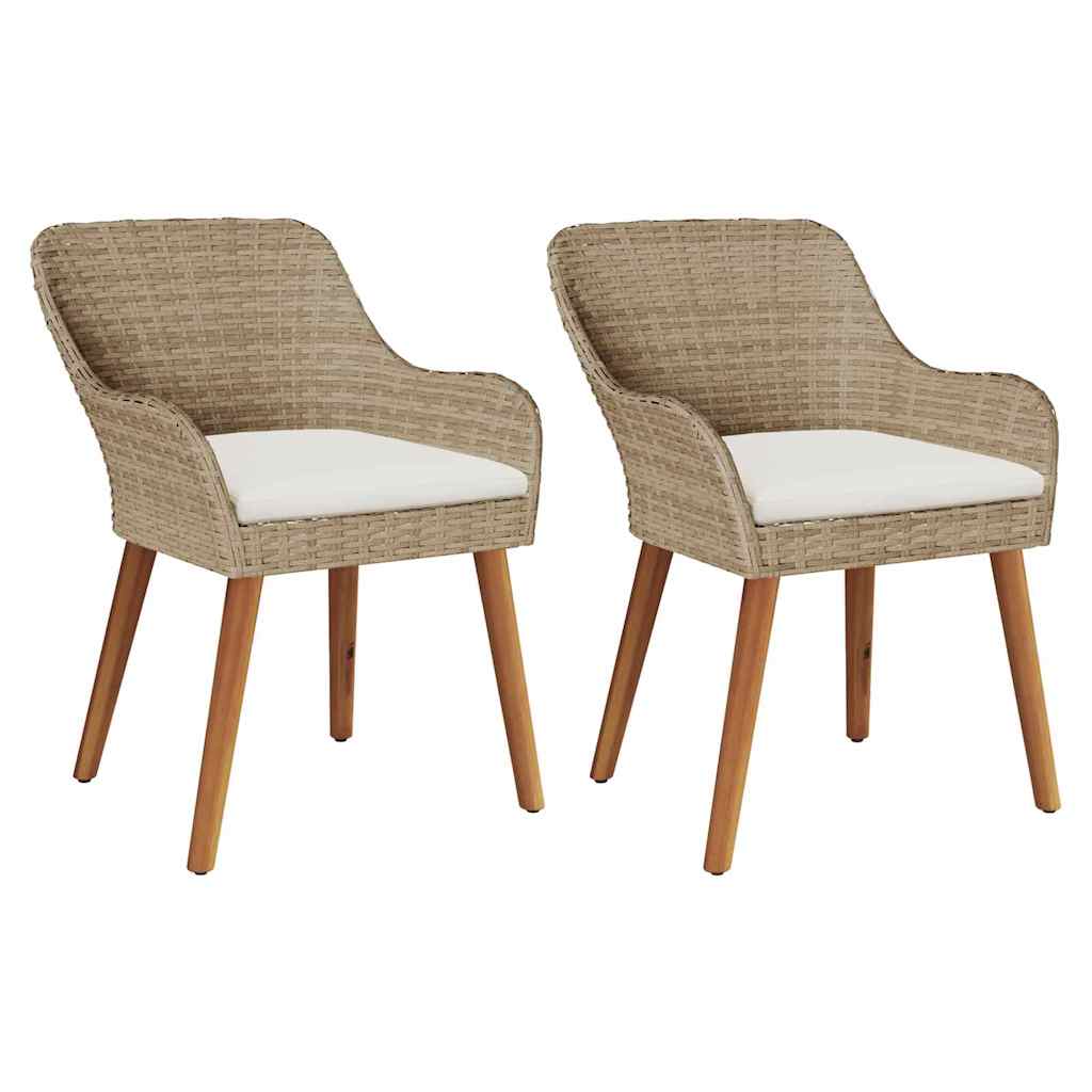 Gartenstuhl 2 pcs Beige 62,5 x 55 x 82 cm Poly-Rattan