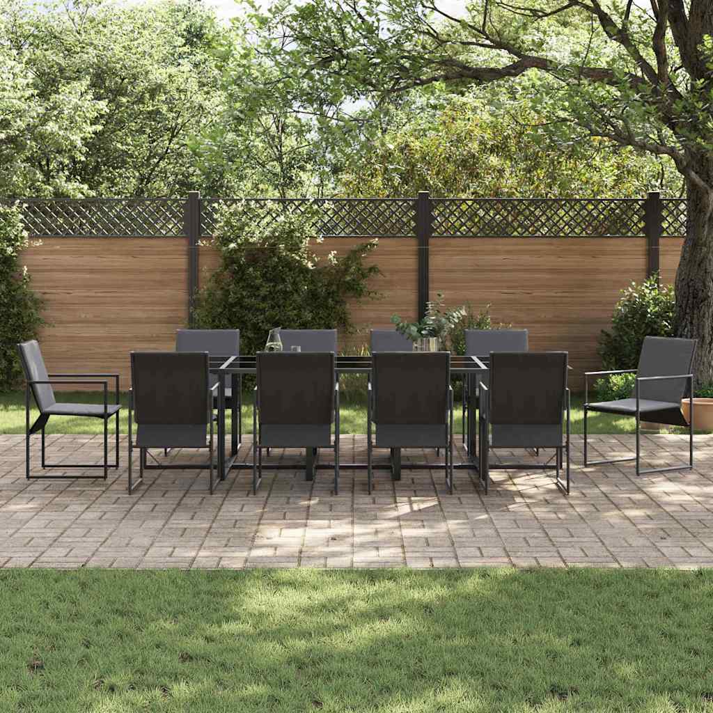 Garten Essgruppe 11 pcs Schwarz Stahl