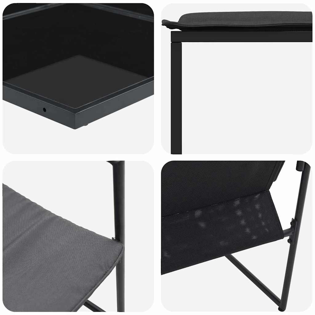 Garten Essgruppe 11 pcs Schwarz Stahl