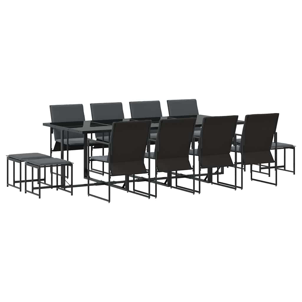 Garten Essgruppe 13 pcs Schwarz Stahl