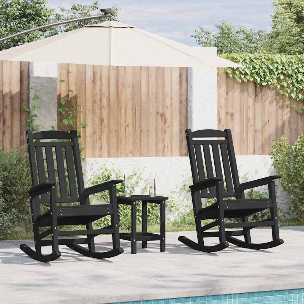 Schaukelstuhl 2 pcs Schwarz 92 x 70 x 108 cm Polyethylen