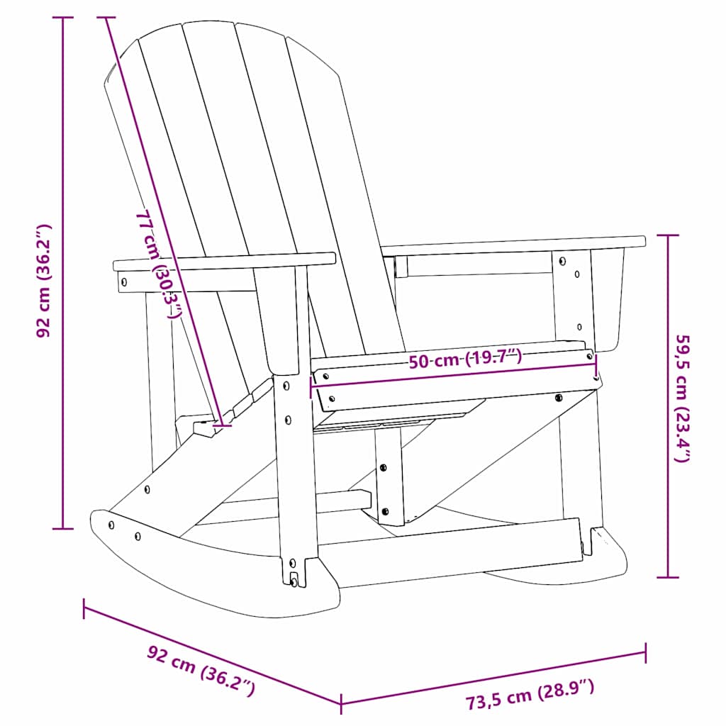 Adirondack Schaukelstühle 2 pcs Marineblau HDPE