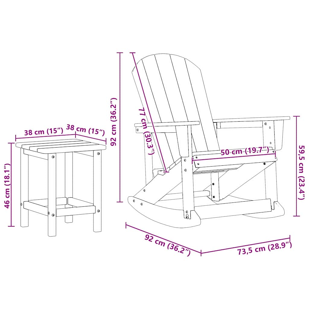 Garten-Lounge-Set 3 pcs Marineblau HDPE