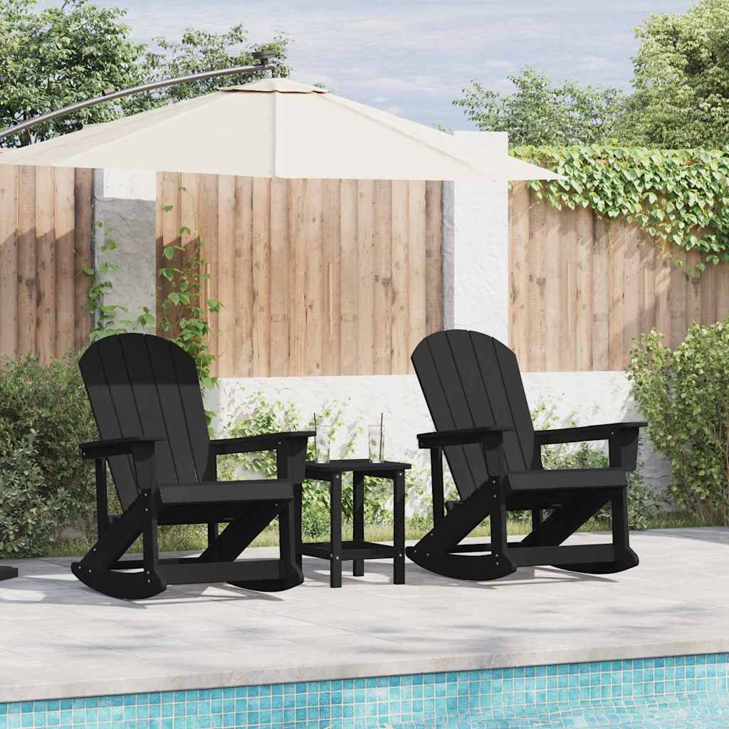 Garten-Lounge-Set 3 pcs Schwarz HDPE