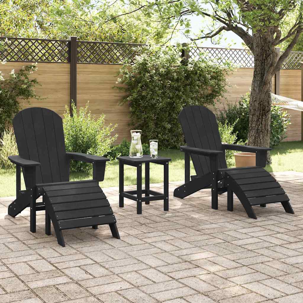 Gartenstuhl 3 pcs Schwarz Polyethylen