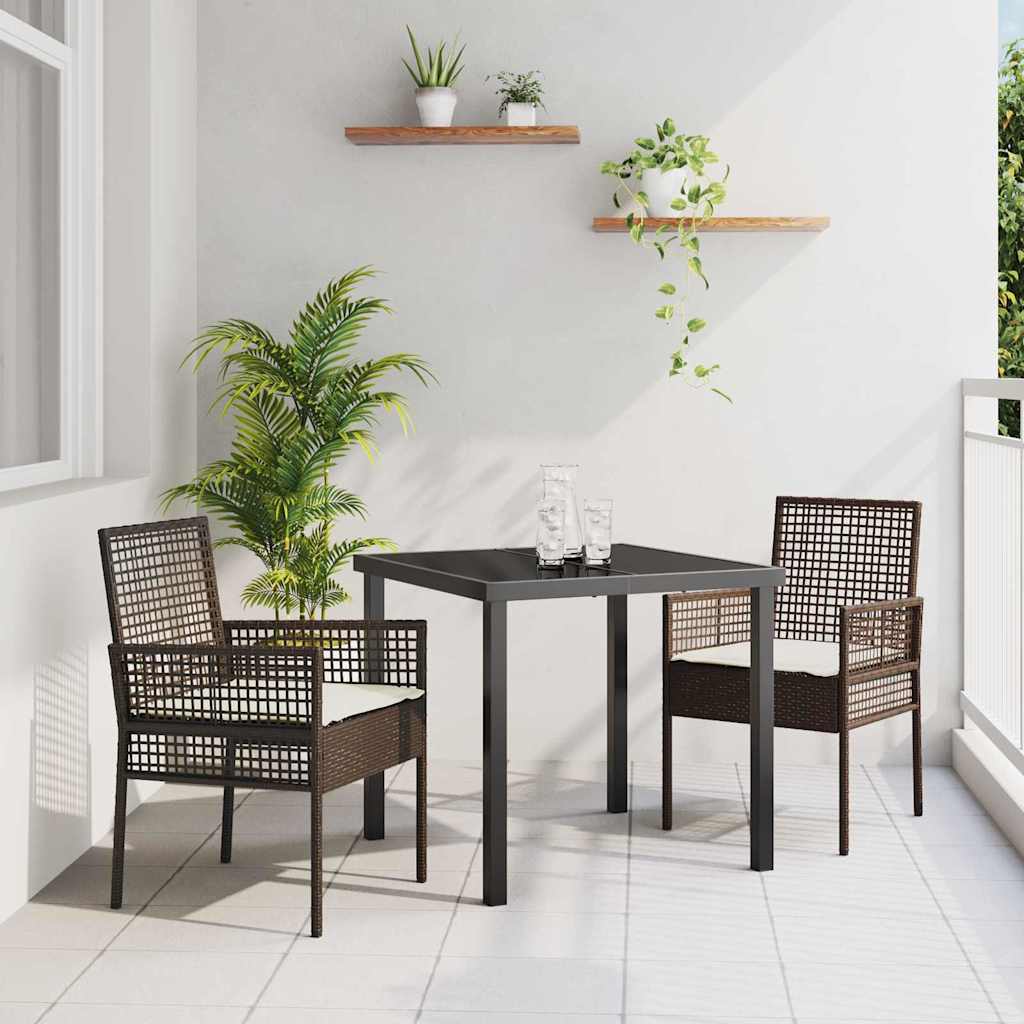 Gartenstuhl mit Kissen 2 pcs Braun 55 x 53 x 85 cm Poly-Rattan