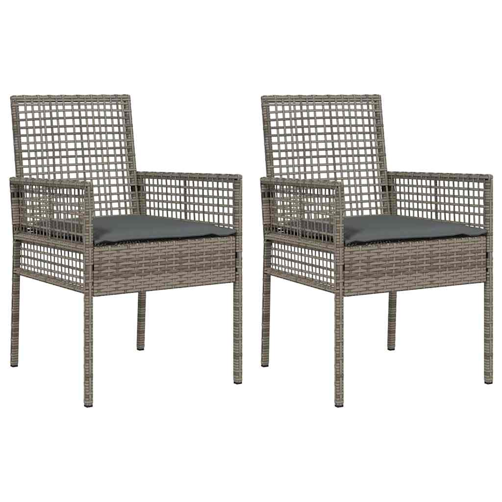 Gartenstuhl mit Kissen 2 pcs Grau 55 x 53 x 85 cm Poly-Rattan