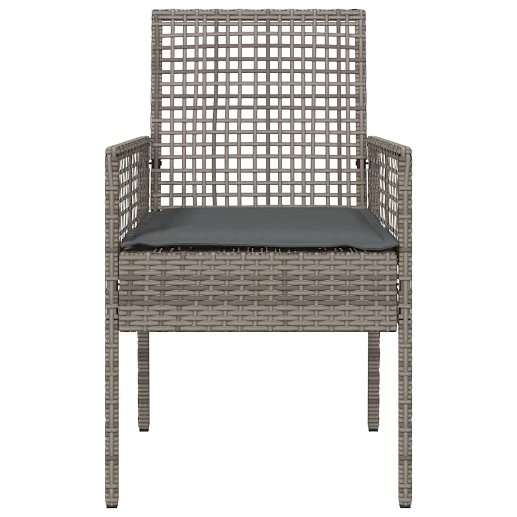 Gartenstuhl mit Kissen 2 pcs Grau 55 x 53 x 85 cm Poly-Rattan