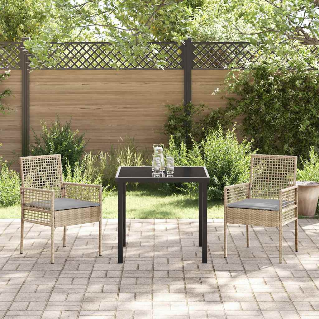 Gartenstuhl mit Kissen 2 pcs Beige 55 x 53 x 85 cm Poly-Rattan