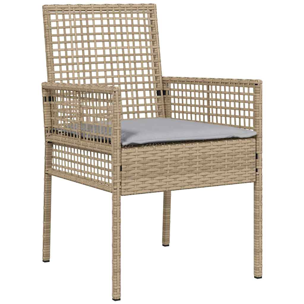 Gartenstuhl mit Kissen 2 pcs Beige 55 x 53 x 85 cm Poly-Rattan