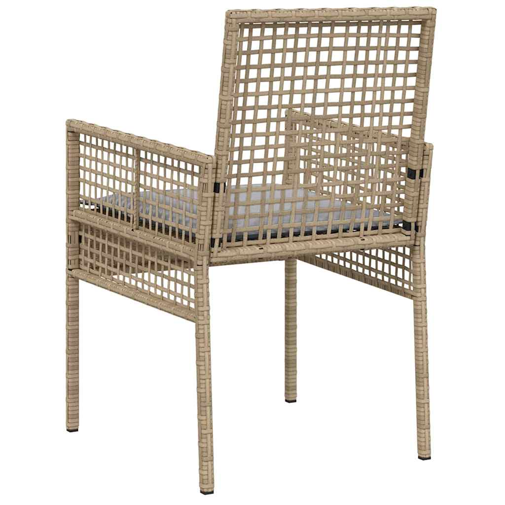 Gartenstuhl mit Kissen 2 pcs Beige 55 x 53 x 85 cm Poly-Rattan