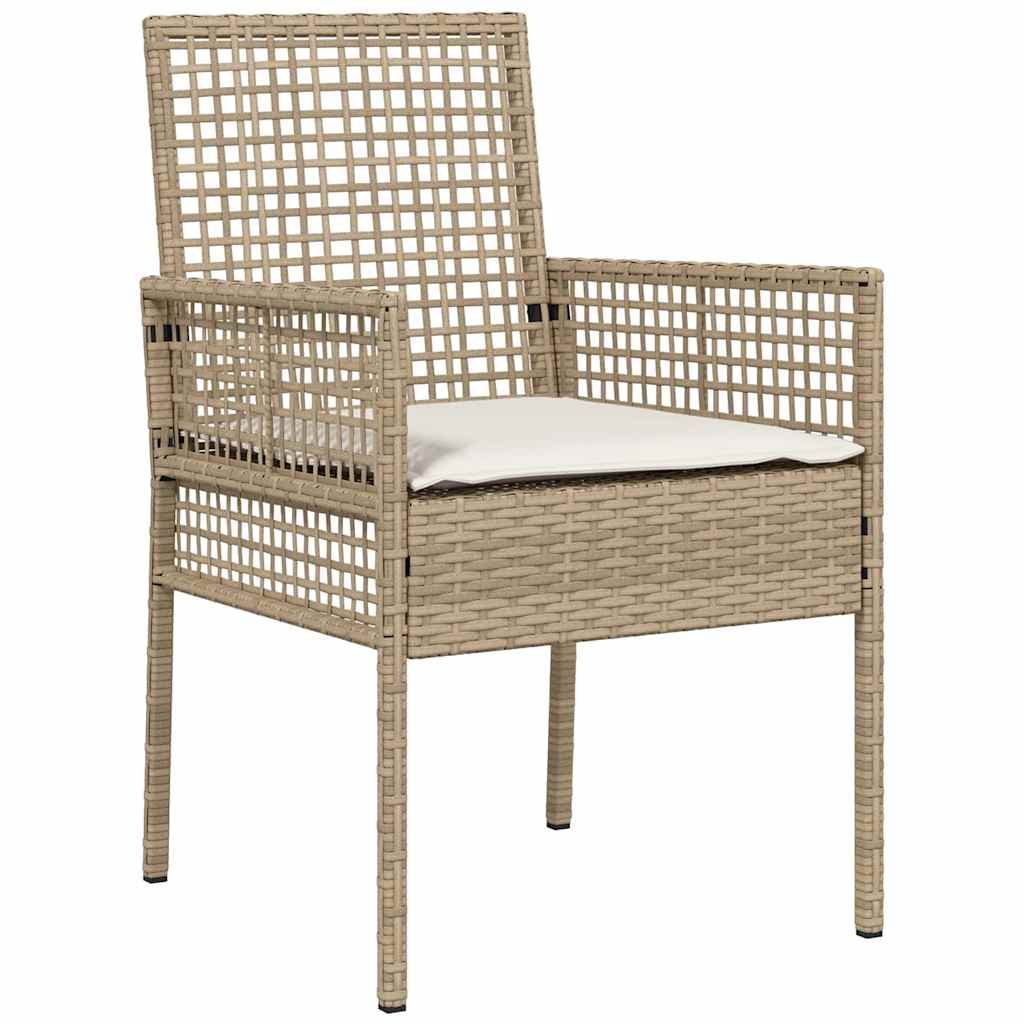 Gartenstuhl mit Kissen 2 pcs Beige 55 x 53 x 85 cm Poly-Rattan