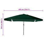 Garten-Sonnenschirm Grün 394 x 394 x 248 cm Polyester und Stahl