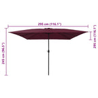 Garten-Sonnenschirm Bordeauxrot 295 x 295 x 245 cm