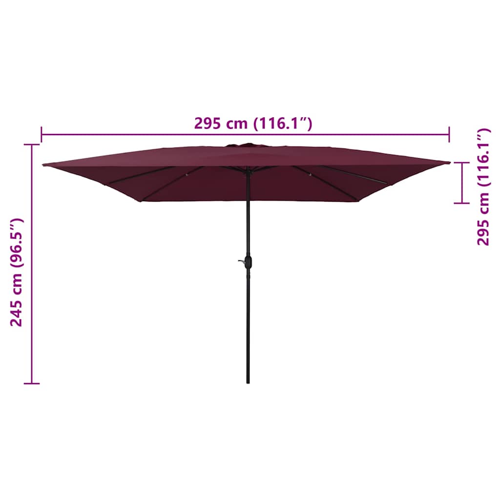 Garten-Sonnenschirm Bordeauxrot 295 x 295 x 245 cm