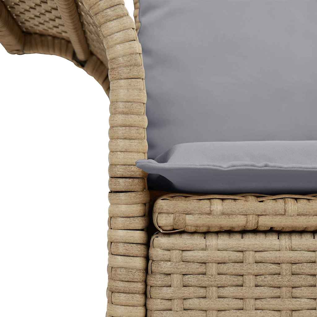 Gartensofa mit Kissen Beige 141 x 62 x 69cm Poly-Rattan
