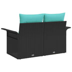 Garten-Sofa mit Kissen 141 x 62 x 69 cm Poly-Rattan