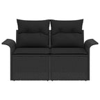 Gartensofa mit Kissen Schwarz 141 x 62 x 69cm Poly-Rattan