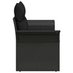 Gartensofa mit Kissen Schwarz 141 x 62 x 69cm Poly-Rattan