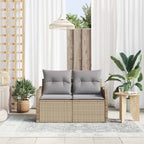 Gartensofa mit Kissen Beige 121 x 62 x 69cm Poly-Rattan