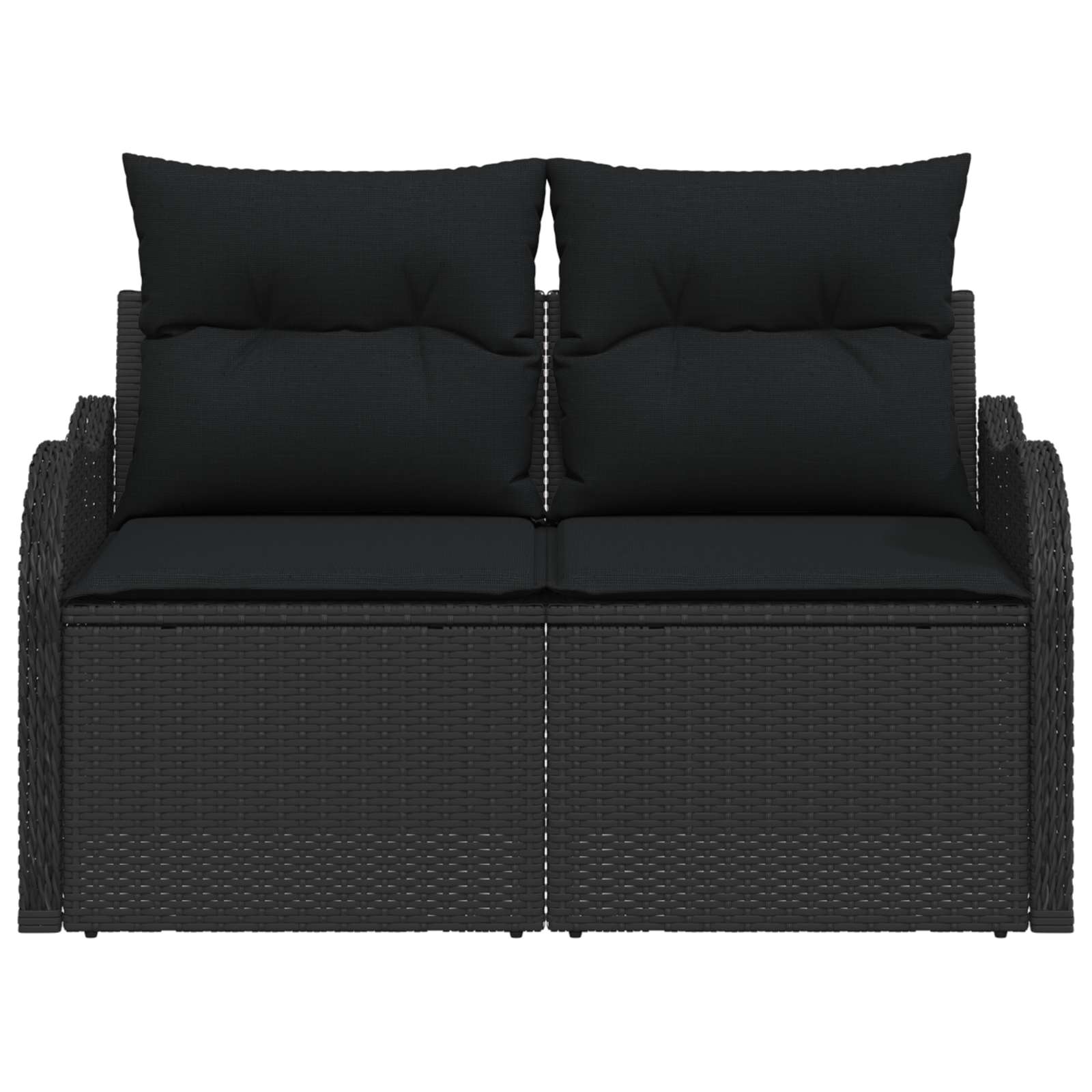 Gartensofa mit Kissen Schwarz 121 x 62 x 69cm Poly-Rattan