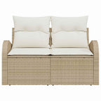 Gartensofa mit Kissen Beige 124 x 62 x 69cm Poly-Rattan
