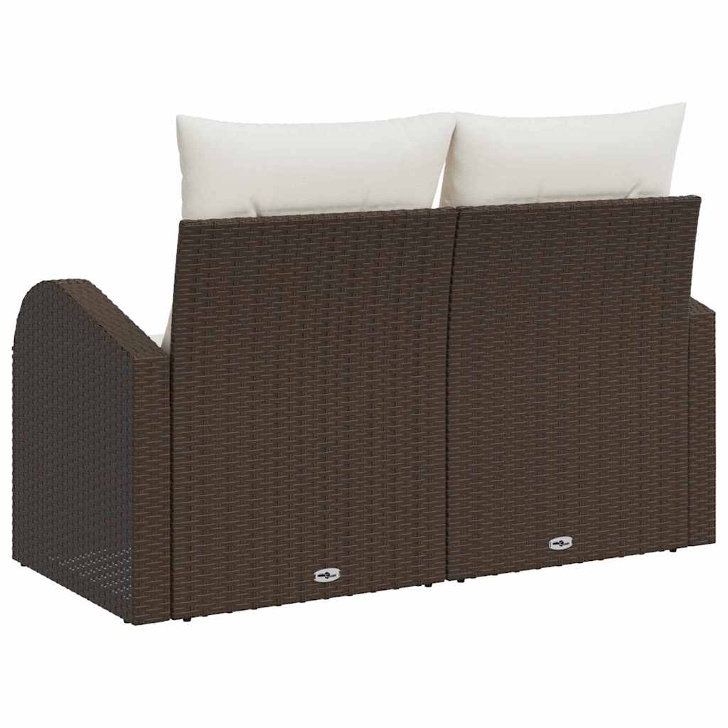 Gartensofa mit Kissen Braun 124 x 62 x 69cm Poly-Rattan