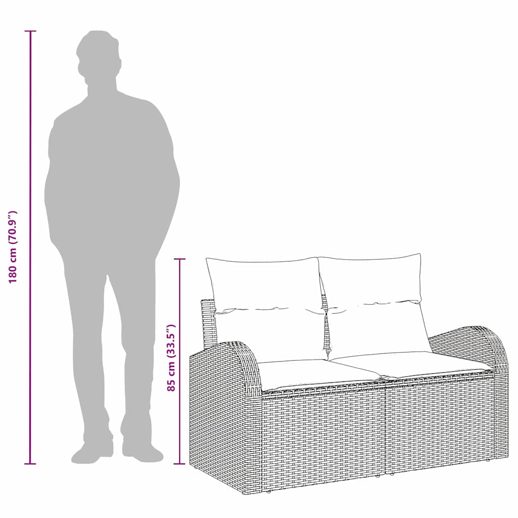 Gartensofa Braun 124 x 62 x 85cm Poly-Rattan