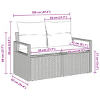 Garten-Sofa mit Kissen 120 x 62 x 69 cm Poly-Rattan