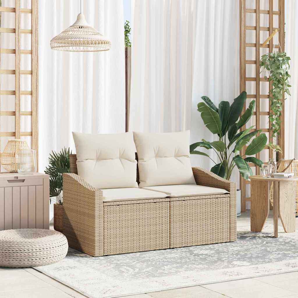 Garten-Sofa mit Kissen 123 x 62 x 69 cm Poly-Rattan