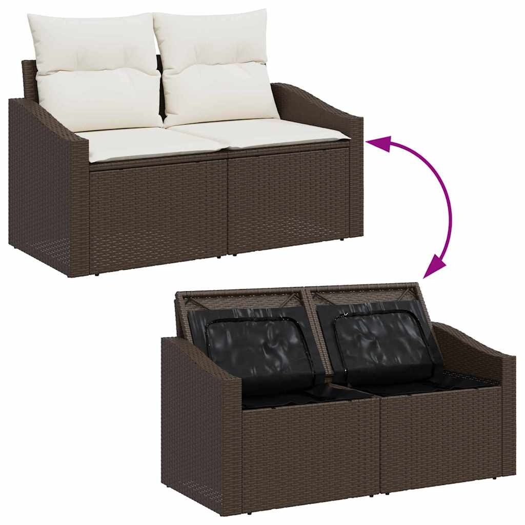 Garten-Sofa mit Kissen 123 x 62 x 69 cm Poly-Rattan
