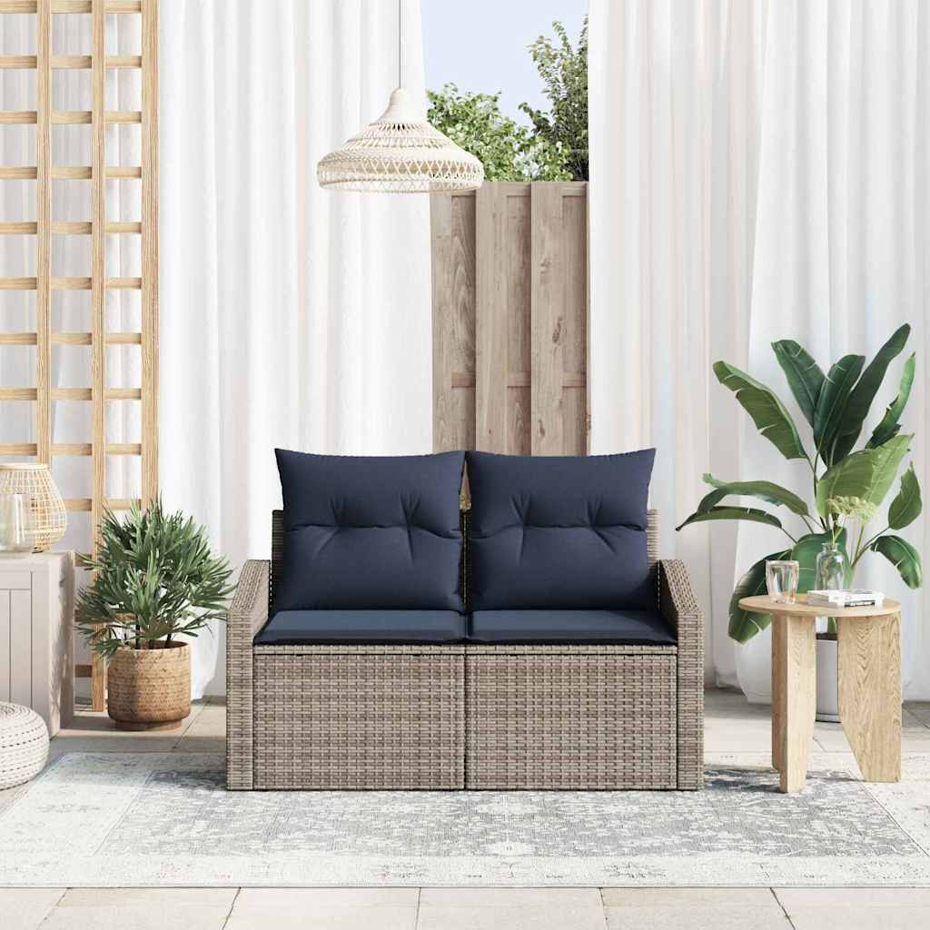 Gartensofa Grau 123 x 62 x 69cm Poly-Rattan